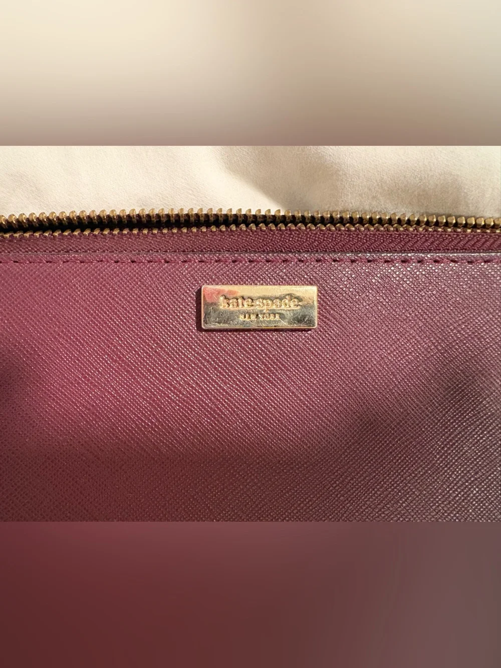 Kate Spade Lacey Zip-Around Wallet — Deep Plum Saffiano — Size OS 👛